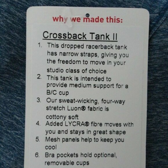 NWT LULULEMON HPDN/PSDN Blue Cottony Crossback Tank II Top 4 - Picture 7 of 7